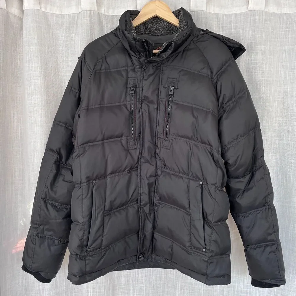 Black Down Hooded Puffer Jacket Winter Coat